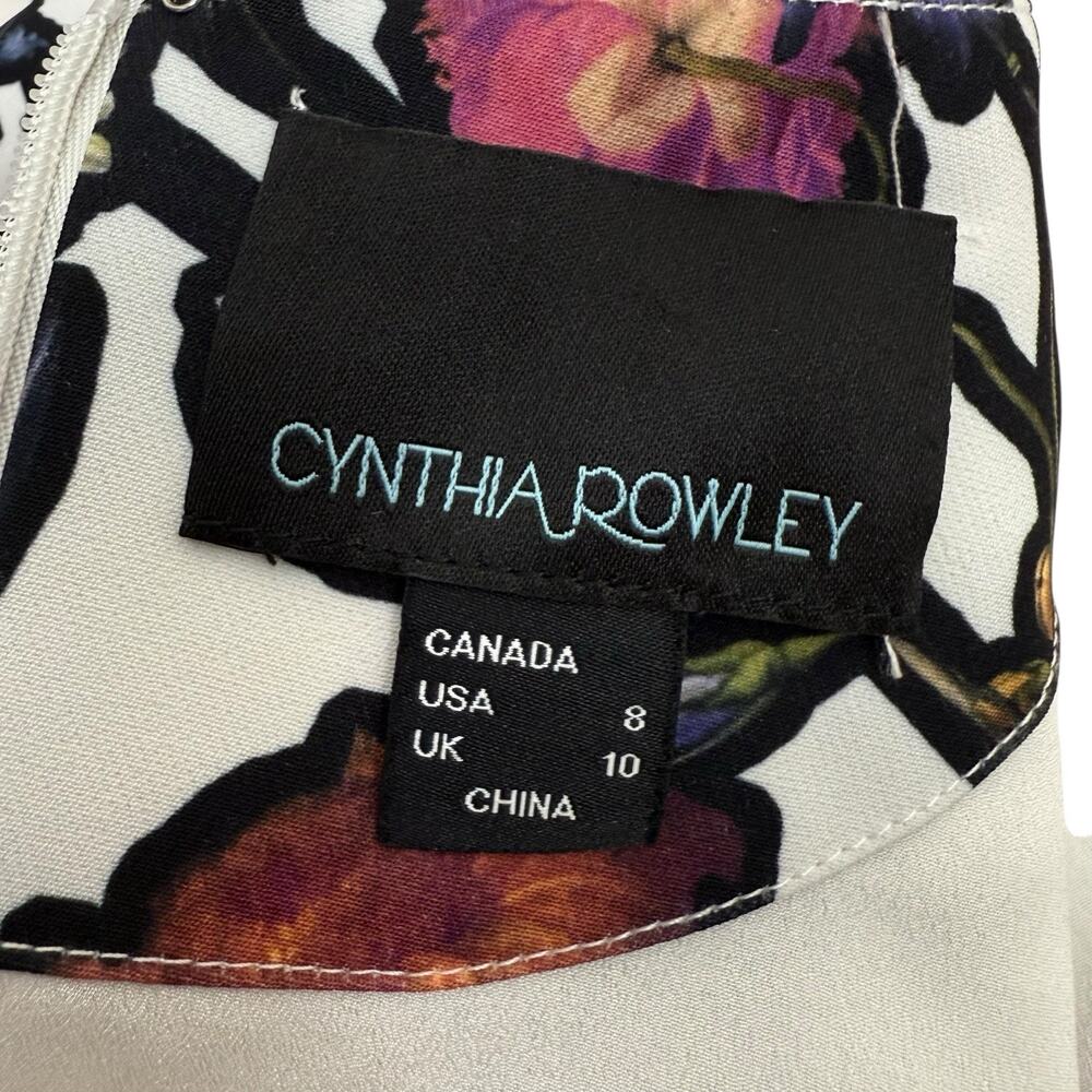 Cynthia Rowley Dress Womens 8 Multicolor Dark Florals Romantic Feminine Pencil - Picture 9 of 13